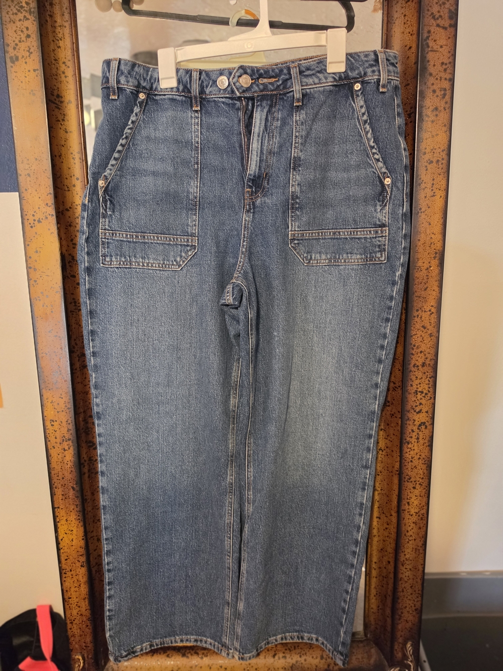 Forever 21 Dark Blue Wide Leg Denim Pants